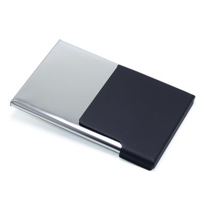 China Fashion RFID Anti Protect Half Travel Metal Business Name Card Holder Case Flip Cover Stainless Steel Office Bank ID Credit Card Wallet for sale