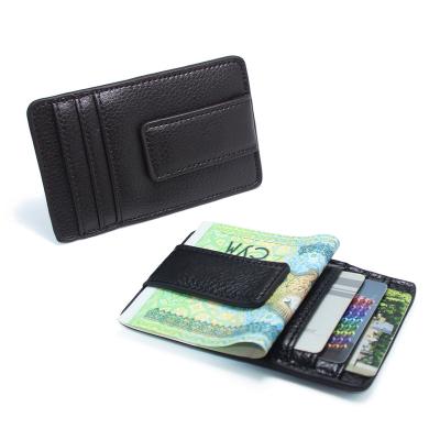 China Normcore/Minimalist Card Holder Business ID Bank Cards Cashier Cash Clip Wallet Organizer Purse Pocket Magnet Leather Money Clip Leather Cards for sale