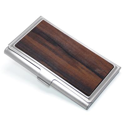 China Normcore/Minimalist Wood Women Men Wallet Bank Credit Box Cashier ID Cards Business Name Sticker Metal Business Card Holder for sale