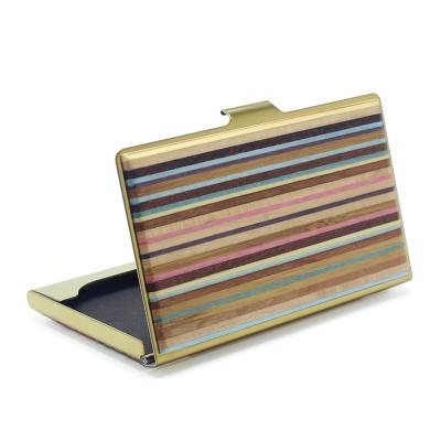 China Normcore/Wooden Rainbow Wooden Name Card Holder Bank ID Card Box Credit Cardcase Credit Storage Box Gifts Case Business Card Holder Minimalist Business Card Organizer for sale