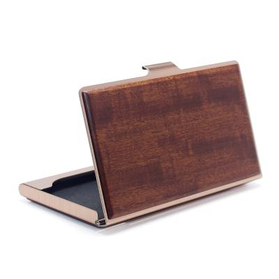 China Normcore/Wooden Wallet Metal Case Bank ID Card Box Gifts Storage Box Credit Cardcase Business Card Organizer Holder Minimalist Wooden Name Card for sale