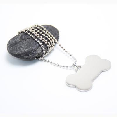 China Europe High Quality Cute Dog Bone Shaped Name Tag Fashion Mirror Effect Stainless Steel Metal Blank Dog ID Tag for sale