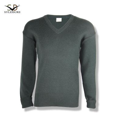 China Anti-Wrinkle Rolled Cuff Sweater Military Green Wool Knitted For Men Winter Wear for sale