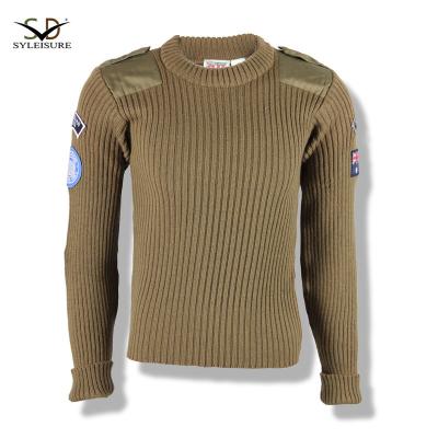 China Anti-wrinkle round neck khaki color woolen sweaters military men wear for outdoor training for sale