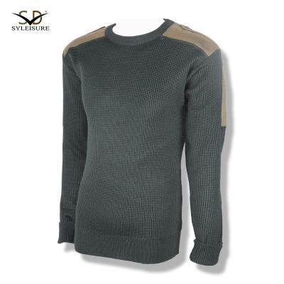 China Anti-wrinkle Commando Pullover Wool Military Sweater Dark Green Crew Neck for sale