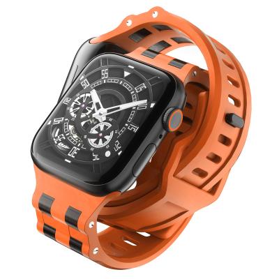 China FKM Luxury Brand Customized Solid Watchband For Apple Watch Series 8 7 6 5 4 3 2 Sports 1 Ultra Rugged Straps for sale