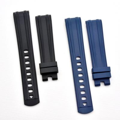 China 20mm Rubber FKM Rubber Watch Strap For Omega Seamaster 300 Waterproof Curved End Watch Band for sale