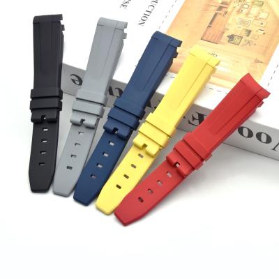 China Rubber No Logo 20mm Curve End FKM Rubber Watch Band Watch Strap for sale