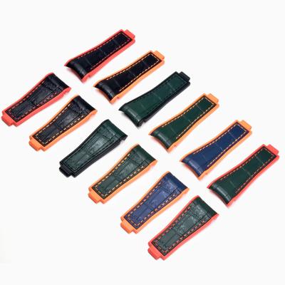 China One 20mm Liquid Silicone Strap Fashion Leather Pattern Two Color Elastic Band For Rolex Submariner Datejust GM Daytona Oysterfle for sale