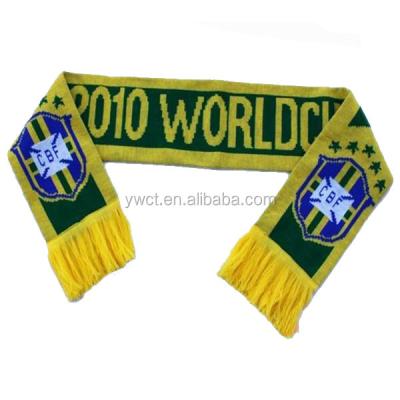 China Yarn Dyed Acrylic Knit Sports Scarf World Cup Muffler Football Team Scarf for sale