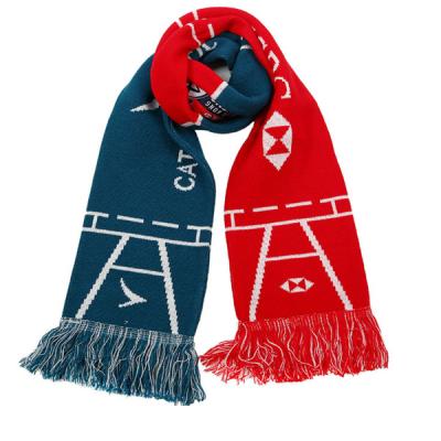 China Warm Soccer Team Scarf Yarn Dyed Winter Sports Scarf Custom Knit Scarf for sale