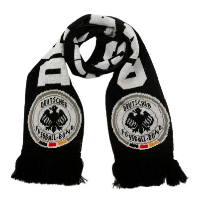 China Yarn Dyed Promotional Custom Sports Scarf OEM Jacquard Acrylic Knitted Fans Football Club Scarves for sale