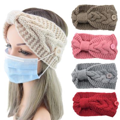 China Soft Autumn Winter Headband Women Hair Accessories Knitted Women Headwraps Headbands With Button for sale