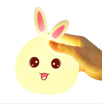 China Modern Rabbit LED Silicone Night Light 7 Colors Changing Desk Table Lamp For Kids As A Gift for sale