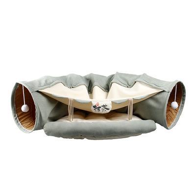 China Cat Tunnel Tubes Toys 2-in-1 Foldable Soft Home Play Bed Cat Bed Play Tunnel Pet Viable Indoor Pet for sale