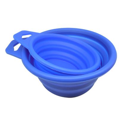 China Viable Collapsible Silicone Dog Food Bowl Travel Set 2 Pieces For Home Pets Water Feeding Dorms Camping for sale