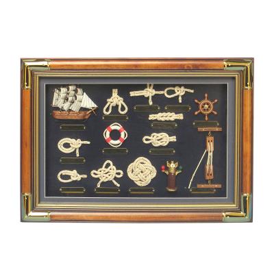 China Europe Customized Gifts Nautical Wooden Craft Decoration Picture Wall Knots Decorative Frame Souvenir for sale