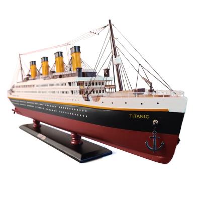 China America Lit 100cm Wooden Cruise Ship RMS Titanic Ship Model Painted Fully Assembled Home Decoration Photography Background Display for sale