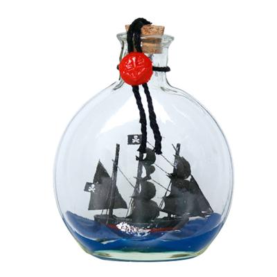 China Wholesale Europe Small Ship in a Bottle FLIGHT CLOUD BLACK PEARL Pattern Nautical Home Decoration Glass Float for sale