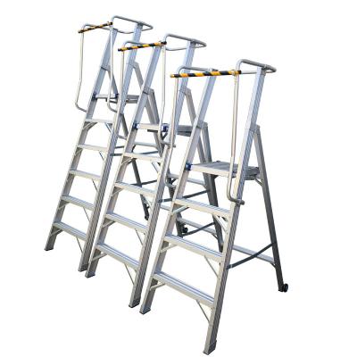 China Industrial Aluminum Safety Platform Ladder With Handrail for sale