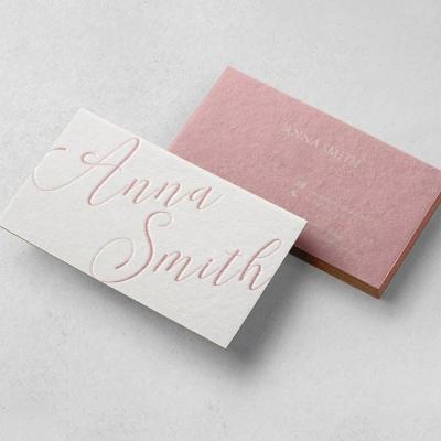 China Luxury Business Card Printing Ect ID Card With Color Edge,Unique Letterpress Printing Business Thick Paper Card Design And Printing Pink Business Cards for sale