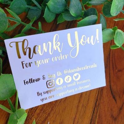 China Europe Luxury Handmade Holographic Printing Kraft Paper Business Insert Cards Custom Made Premium Small Thank You Card for sale