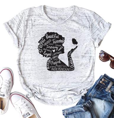 China Wholesale Lady Blessed Graphic Woman T-Shirt Wholesale Afro Anti-Pilling History Africa American Culture Short Sleeve Black Funny Stitches Casual Tops for sale