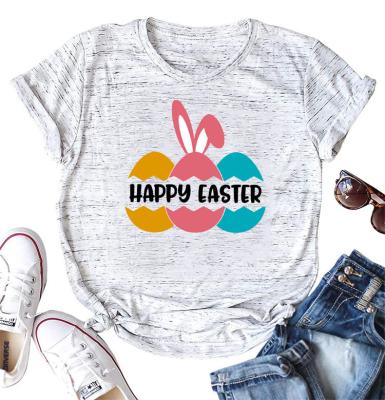 China Wholesale Women's Anti-pilling Eggs Graphic T-shirt Happy Funny Easter Day Gifts Cute Easter Bunny Ears Short Sleeve Stitches Casual Tops for sale