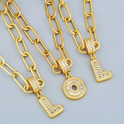 China TRENDY Hot Selling Fashion Gold DIY Zircon Hip Hop 26 English Letter Necklace Pendant Charm for sale