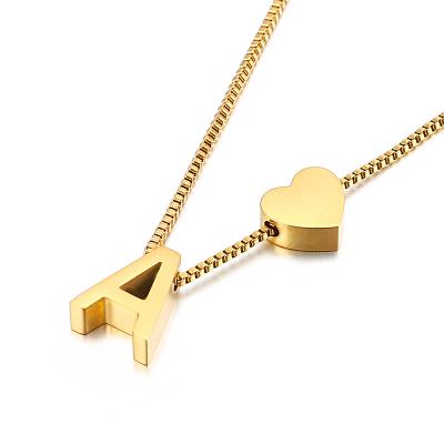 China Vintage Initial Necklace 18K Gold Plated Stainless Steel Large Letter Necklace Large Monogram Initial Name Pendant Necklace For Women for sale