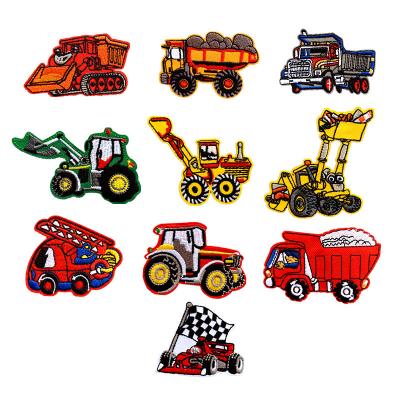 China Wholesale 3D (Pack of 10) Embroidered Patches Cartoon Excavator Car Iron on/Sew on Patches Applique for sale