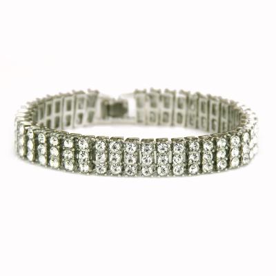 China Hiphop 3 Rows AAA Zircon Iced Out Tennis Bling Lab Simulated Diamond Bracelet Hip Hop for sale