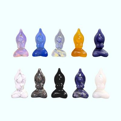 China China Kenny Crystals Wholesale Natural Crystal Stone Craft Multiple Gemstones Yoga Chakra Figure Lady Body Carving Sculpture for sale