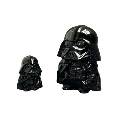 China Western Kenny Crystals Wholesale Natural Crystal Stone Craft Semi-precious Gemstone Obsidian Darth Vader Carving for sale