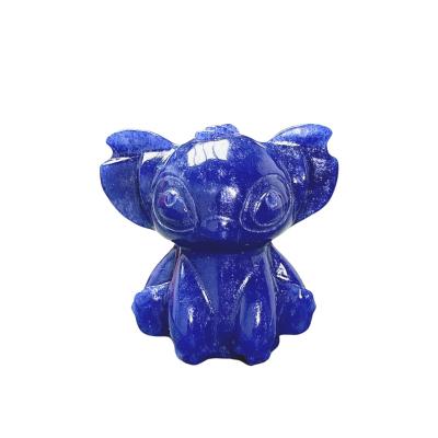 China Western Kenny Crystals Wholesale Natural Crystal Stone Craft Carving Semi-precious Gemstone Blue Aventurine Lilo & Stitch for sale