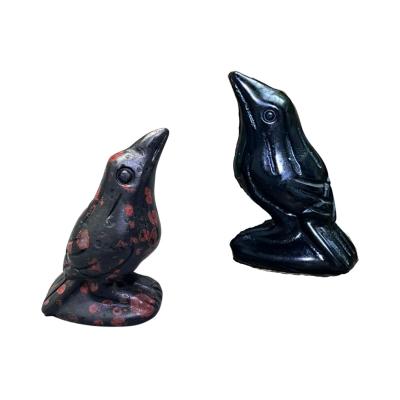 China China Kenny Crystals Wholesale Natural Crystal Stone Craft Animal Carving Semi-precious Gemstone Obsidian Blossom Jade Raven Crow Bird for sale