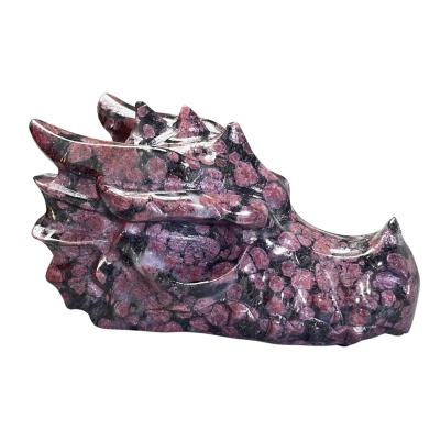 China China Kenny Crystals Wholesale Natural Crystal Stone Craft Big Carving Semi-precious Gemstone Large Garnet Dragon Head for sale