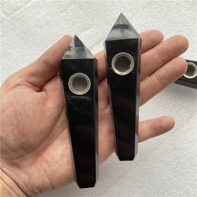 China China Wholesale Natural Obsidian Quartz Crystal Pipes Smoking for sale