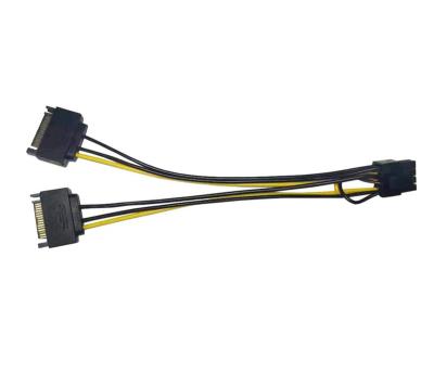 China 12V CPU to PCIE Pcie 6pin to 6pin+8pin (6+2) Video Graphics Card SATA Cable Power Cable Dual 6+2 Cable for sale