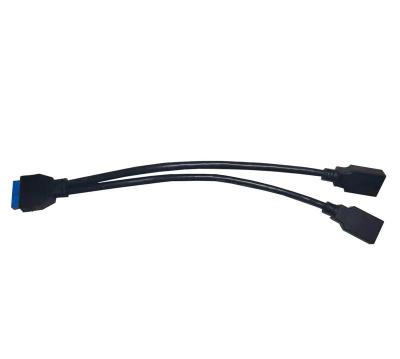 China COMPUTER 25cm 2 Motherboard USB3.0 20pin Header To Female Ports USB 3.0 Cable For Front Panel for sale