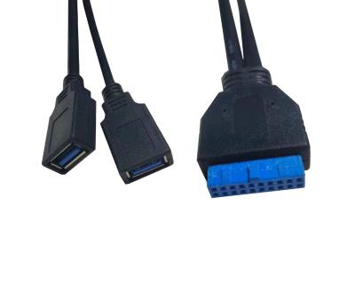 China Add Two USB 3.0 Ports To Your Desktop 2 USB 3.0 Motherboard Left Internal Header Adapter Cable for sale