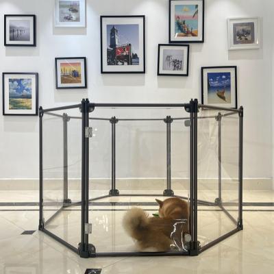 China Polygonal Acrylic Pet Playpen Indoor And Outdoor Fence Dog Hardware General Plate Stocked Fence For Dogs for sale