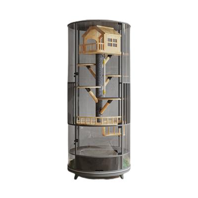 China Luxurious Breathable Cat Villa Cat Tree House Cabinet of Cat Climbing Frame Wood Display for sale