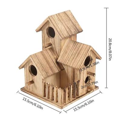 China Custom Garden Stocked DIY Decorative Shape Outside Wooden Bird House Bird Nest Decor for sale