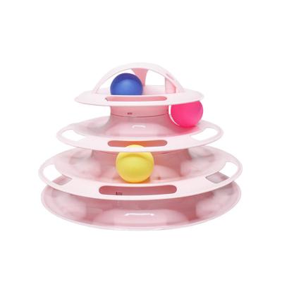 China Cat Toys Pet Supplies Cat Play Board Toys Interactive Four-layer Sustainable Cat Turntable for sale