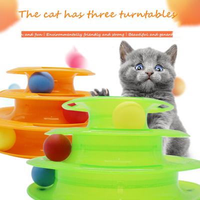 China Viable Pet Play Game Tray Toy Three Layer Cat Wheel from Tray Cat Toy Pet Supplies Cat Interactive for sale