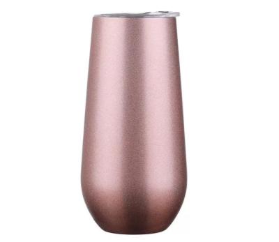 China Viable Double Walled Lean 6oz Egg Shape Insulated Stainless Steel Vacuum Wine Cup Vacuum Wine Tumbler Coffee Tumbler for sale