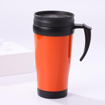 China Amazon Sales 14oz Stainless Steel Coffee Mug Viable Hot Outer Plastic Inner Mug With Handle for sale