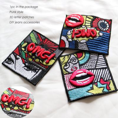 China 3D High Quality Custom Punk Style 3D Embroidery Patches For Clothes for sale