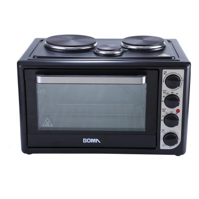 China BOMA 56L 2000W Outdoor Household Electric Oven Toaster with 3 Hotplates Electroplating Knob for Making Pizza Double Layer Doors for sale